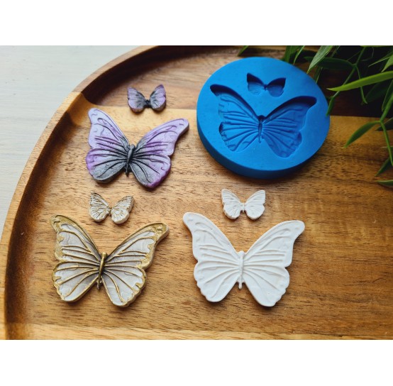 Silicone mold, Butterfly, style 1, 2 elements, ~ 1.1-4.8 cm, H:0.4 cm