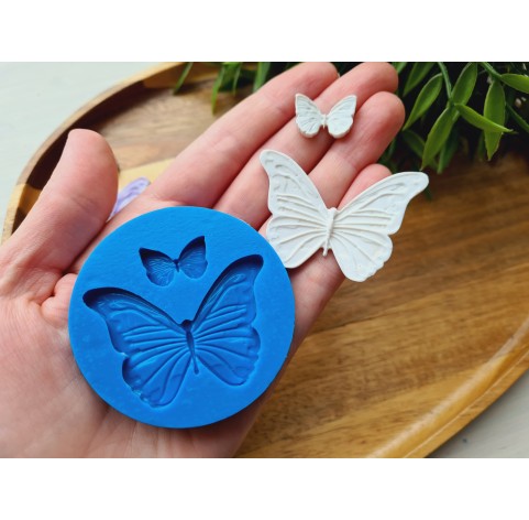 Silicone mold, Butterfly, style 1, 2 elements, ~ 1.1-4.8 cm, H:0.4 cm