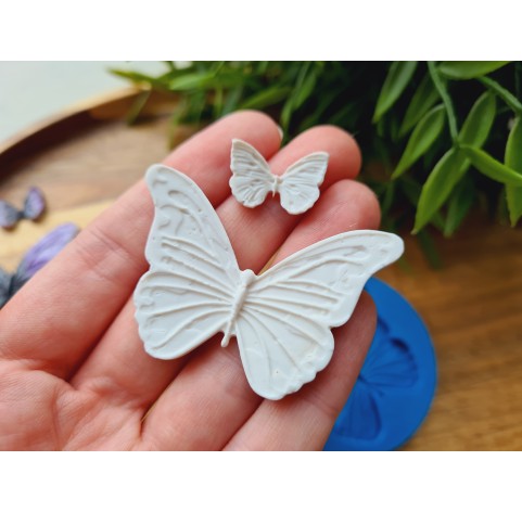 Silicone mold, Butterfly, style 1, 2 elements, ~ 1.1-4.8 cm, H:0.4 cm