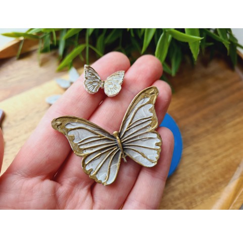 Silicone mold, Butterfly, style 1, 2 elements, ~ 1.1-4.8 cm, H:0.4 cm