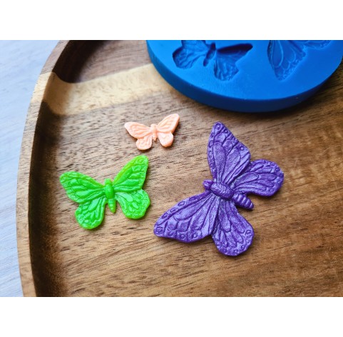 Silicone mold, Butterfly, style 2, 3 elements, ~ 1.9-4.3*1-2.9 cm, H:0.3 cm