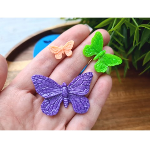 Silicone mold, Butterfly, style 2, 3 elements, ~ 1.9-4.3*1-2.9 cm, H:0.3 cm