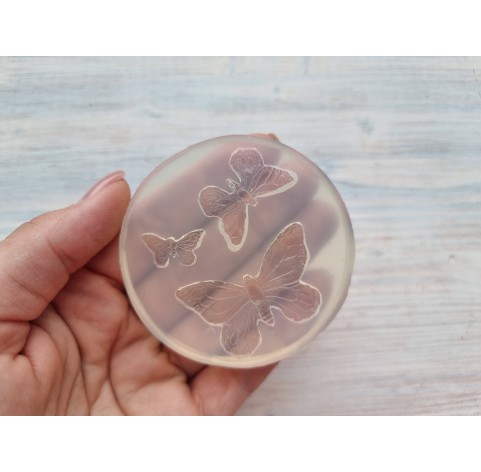 Silicone mold, Butterfly, style 2, 3 elements, ~ 1.9-4.3*1-2.9 cm, H:0.3 cm