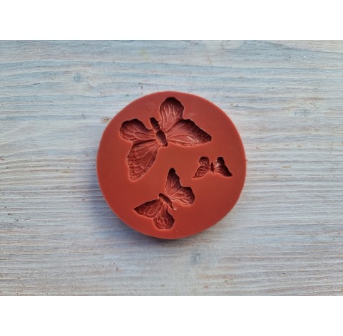 Silicone mold, Butterfly, style 2, 3 elements, ~ 1.9-4.3*1-2.9 cm, H:0.3 cm