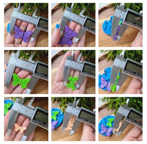 Silicone mold, Butterfly, style 2, 3 elements, ~ 1.9-4.3*1-2.9 cm, H:0.3 cm