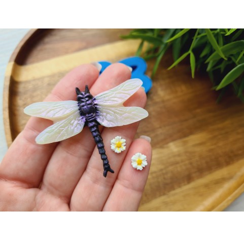 Silicone mold, Dragonfly and 2 flowers, ~ 5.7*4.4 cm, Ø 1.3 cm, H:0.2-0.7 cm