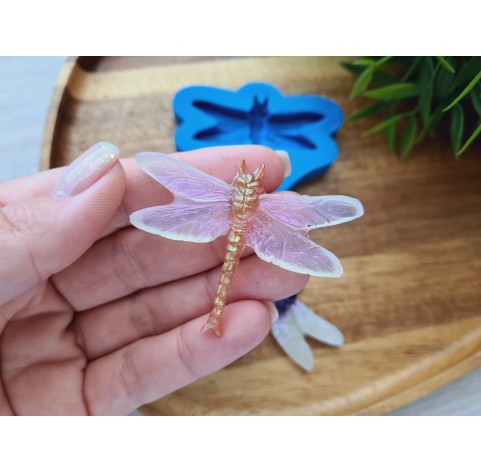 Silicone mold, Dragonfly and 2 flowers, ~ 5.7*4.4 cm, Ø 1.3 cm, H:0.2-0.7 cm