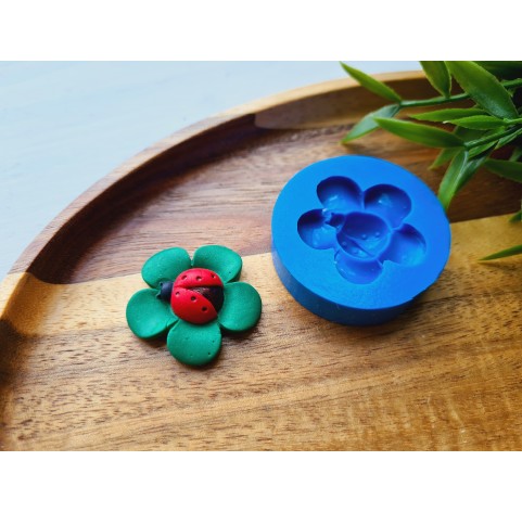 Silicone mold, Ladybug on a flower, ~ Ø 3 cm, H:0.8 cm