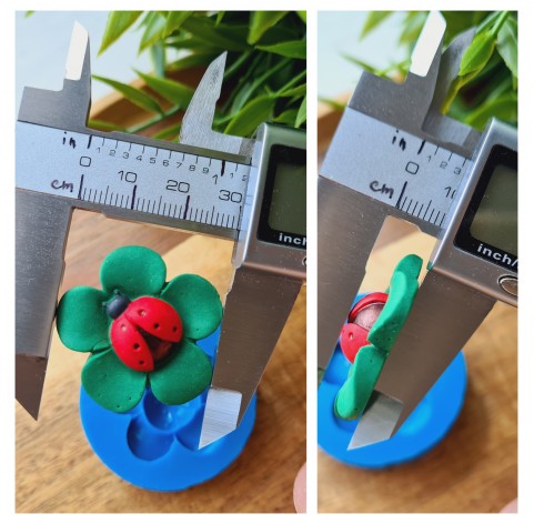 Silicone mold, Ladybug on a flower, ~ Ø 3 cm, H:0.8 cm
