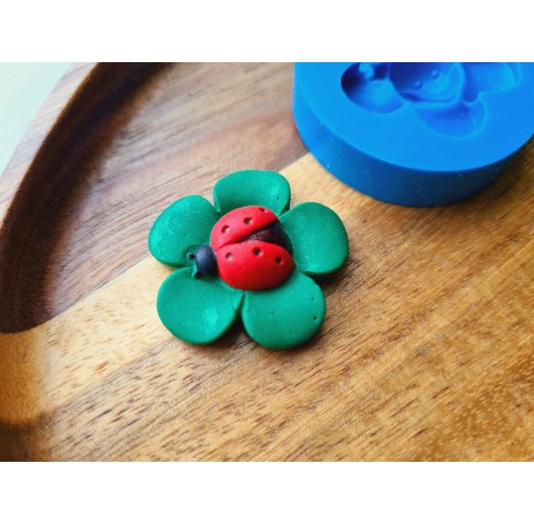 Silicone mold, Ladybug on a flower, ~ Ø 3 cm, H:0.8 cm