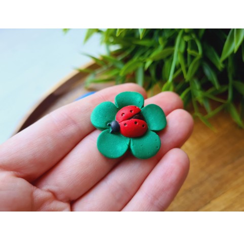 Silicone mold, Ladybug on a flower, ~ Ø 3 cm, H:0.8 cm