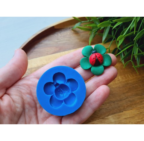 Silicone mold, Ladybug on a flower, ~ Ø 3 cm, H:0.8 cm