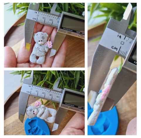 Silicone mold, Bear, style 4, with flowers, ~ 2.8*4.2 cm, H:0.6 cm
