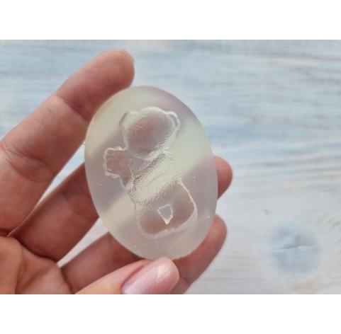 Silicone mold, Bear, style 4, with flowers, ~ 2.8*4.2 cm, H:0.6 cm