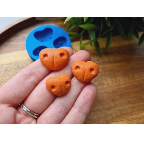Silicone mold, Bear nose, style 1, 3 elements, ~ 2.3-1.5 cm, H:0.7 cm