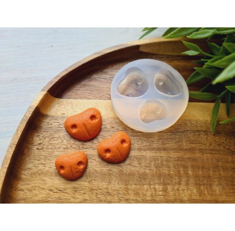 Silicone mold, Bear nose, style 1, 3 elements, ~ 2.3-1.5 cm, H:0.7 cm