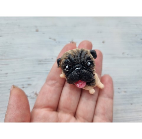 Silicone mold, Dog, Pug, style 1, ~ 3.8*4.4 cm, H:1.8 cm