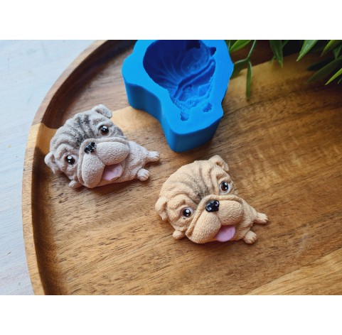 Silicone mold, Dog, Pug, style 1, ~ 3.8*4.4 cm, H:1.8 cm