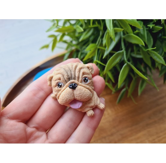 Silicone mold, Dog, Pug, style 1, ~ 3.8*4.4 cm, H:1.8 cm