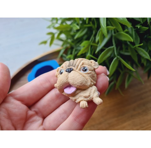 Silicone mold, Dog, Pug, style 1, ~ 3.8*4.4 cm, H:1.8 cm