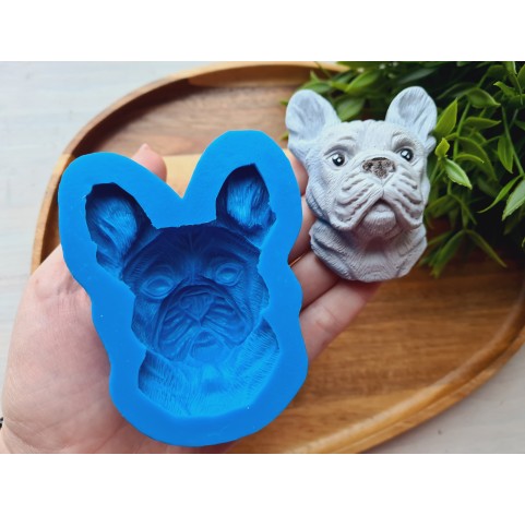 Silicone mold, Dog, French Bulldog, style 1, ~ 7.1*5.5 cm, H:2.8 cm