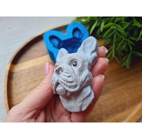 Silicone mold, Dog, French Bulldog, style 1, ~ 7.1*5.5 cm, H:2.8 cm