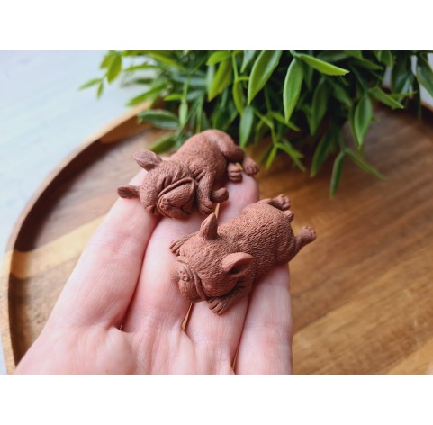 Silicone mold, Dog, French Bulldog, style 2, 2 elements, ~ 2.5*5.1 cm, H:1.3-1.8 cm