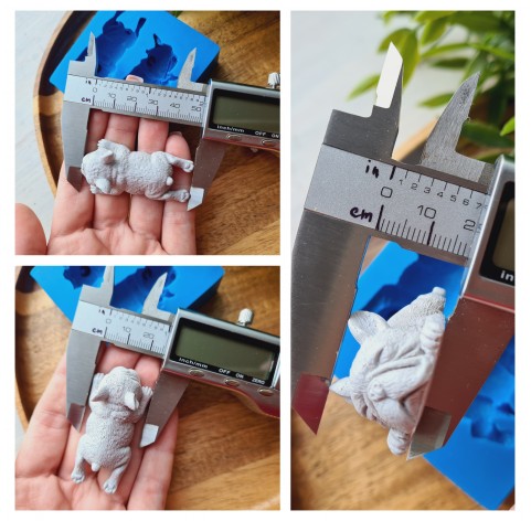 Silicone mold, Dog, French Bulldog, style 2, 2 elements, ~ 2.5*5.1 cm, H:1.3-1.8 cm