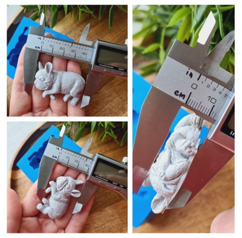 Silicone mold, Dog, French Bulldog, style 2, 2 elements, ~ 2.5*5.1 cm, H:1.3-1.8 cm