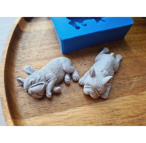 Silicone mold, Dog, French Bulldog, style 2, 2 elements, ~ 2.5*5.1 cm, H:1.3-1.8 cm