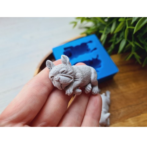 Silicone mold, Dog, French Bulldog, style 2, 2 elements, ~ 2.5*5.1 cm, H:1.3-1.8 cm