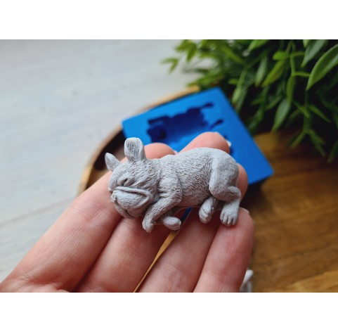 Silicone mold, Dog, French Bulldog, style 2, 2 elements, ~ 2.5*5.1 cm, H:1.3-1.8 cm
