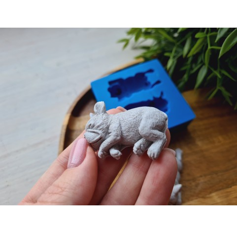 Silicone mold, Dog, French Bulldog, style 2, 2 elements, ~ 2.5*5.1 cm, H:1.3-1.8 cm