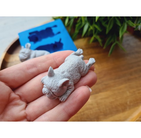 Silicone mold, Dog, French Bulldog, style 2, 2 elements, ~ 2.5*5.1 cm, H:1.3-1.8 cm