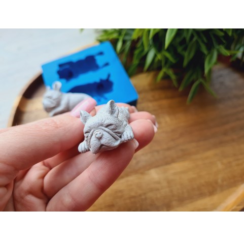Silicone mold, Dog, French Bulldog, style 2, 2 elements, ~ 2.5*5.1 cm, H:1.3-1.8 cm