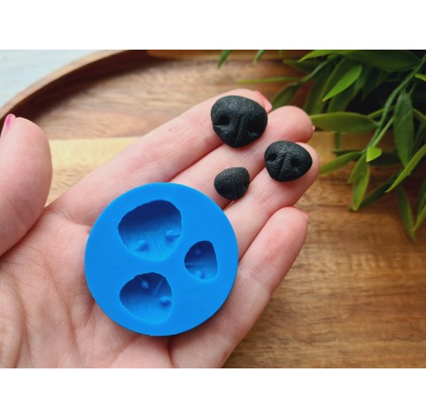 Silicone mold, Dog or bear nose, style 2, 3 elements, ~ 0.9-1.6*1-1.6 cm, H:0.4-0.6 cm