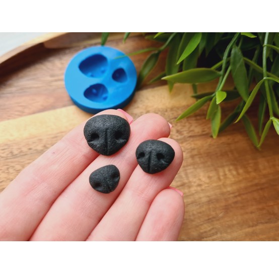 Silicone mold, Dog or bear nose, style 2, 3 elements, ~ 0.9-1.6*1-1.6 cm, H:0.4-0.6 cm