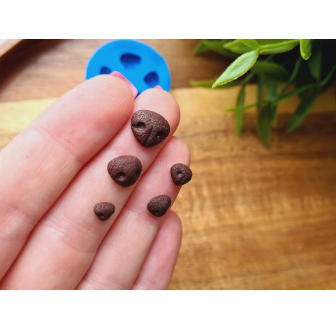 Silicone mold, Dog or bear nose, style 3, 5 elements, ~ 0.5-1 cm, H:0.2-0.3 cm