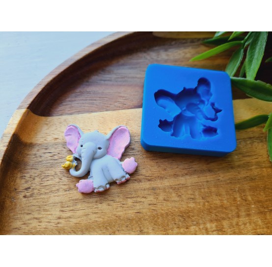 Silicone mold, Elephant, style 1, ~ 3*3.1 cm, H:0.5 cm