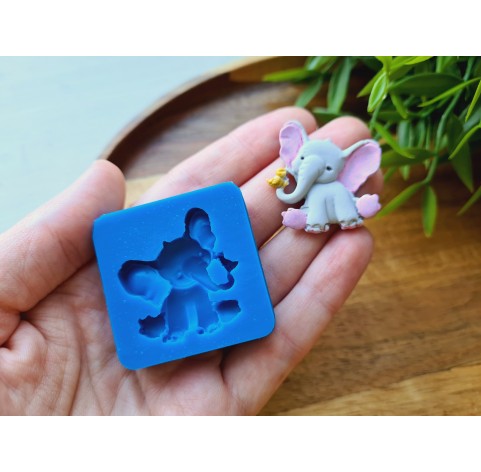 Silicone mold, Elephant, style 1, ~ 3*3.1 cm, H:0.5 cm