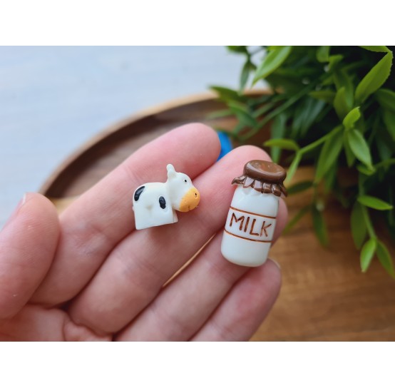 Silicone mold, Cow and milk, ~ 1.4-2.6 cm, H:0.6 cm