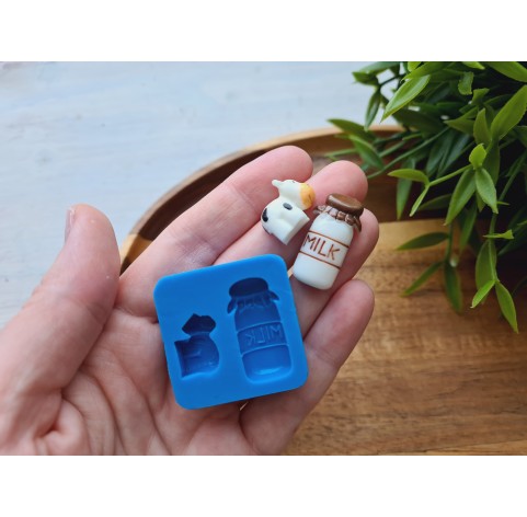 Silicone mold, Cow and milk, ~ 1.4-2.6 cm, H:0.6 cm