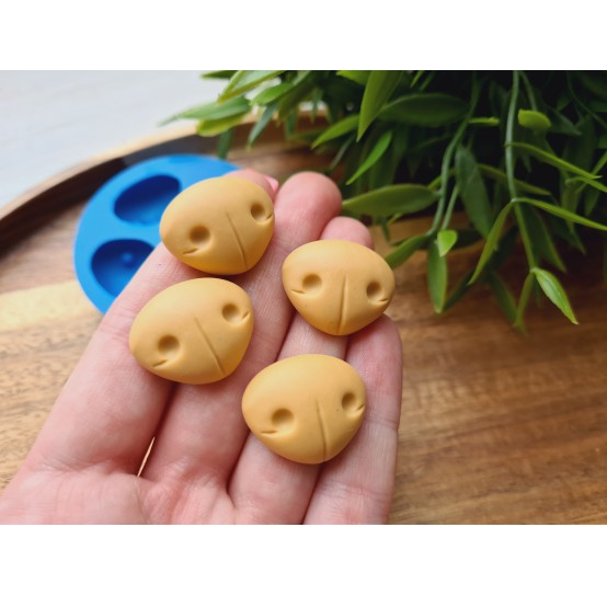 Silicone mold, Bear nose, style 3, 4 elements, ~ 2,3*2,5 cm, H:0,8 cm