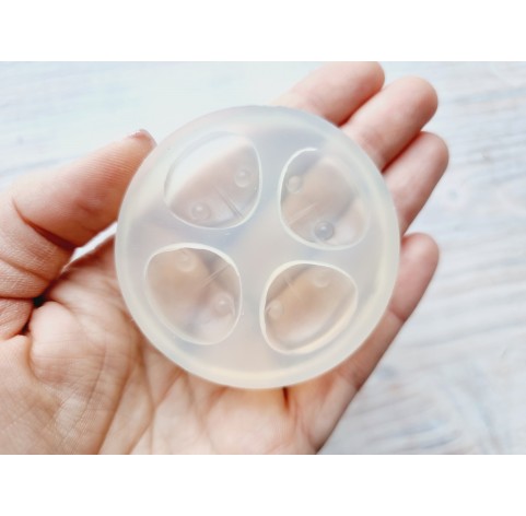 Silicone mold, Bear nose, style 3, 4 elements, ~ 2,3*2,5 cm, H:0,8 cm