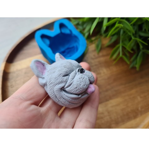 Silicone mold, Dog, French Bulldog, style 3, ~ 4.1*5.1 cm, H:2.3 cm