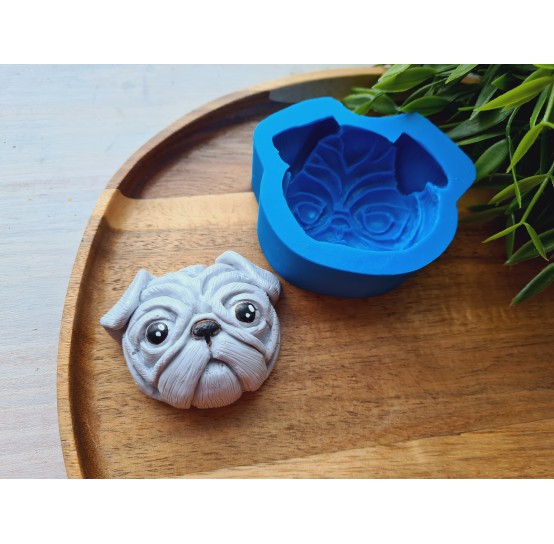 Silicone mold, Dog, Pug, style 2, ~ 5.1*6.2 cm, H:2.7 cm