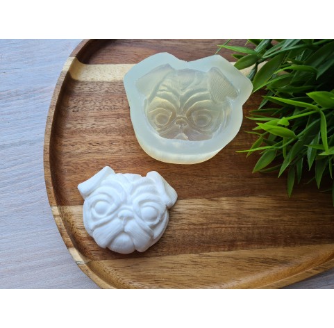 Silicone mold, Dog, Pug, style 2, ~ 5.1*6.2 cm, H:2.7 cm