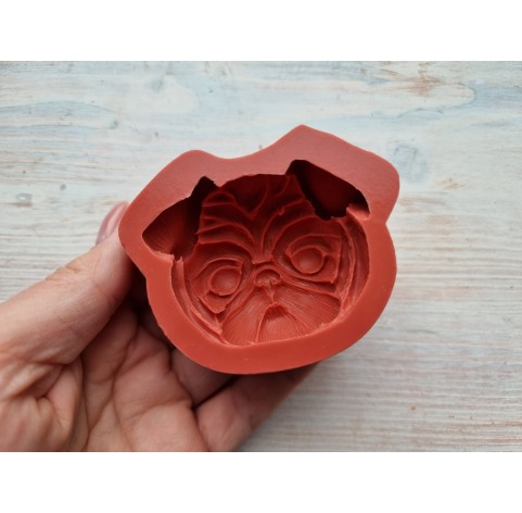 Silicone mold, Dog, Pug, style 2, ~ 5.1*6.2 cm, H:2.7 cm