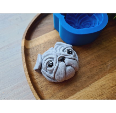 Silicone mold, Dog, Pug, style 2, ~ 5.1*6.2 cm, H:2.7 cm