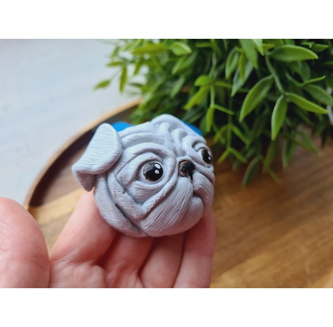 Silicone mold, Dog, Pug, style 2, ~ 5.1*6.2 cm, H:2.7 cm